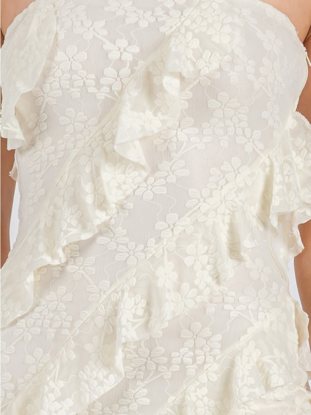Vintage Ivory Strapless Ruffle Lace Mini Dress - Picture 5 of 5